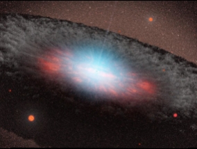 Theories ground into flour? Mini-galaxy observed a gigantic black hole