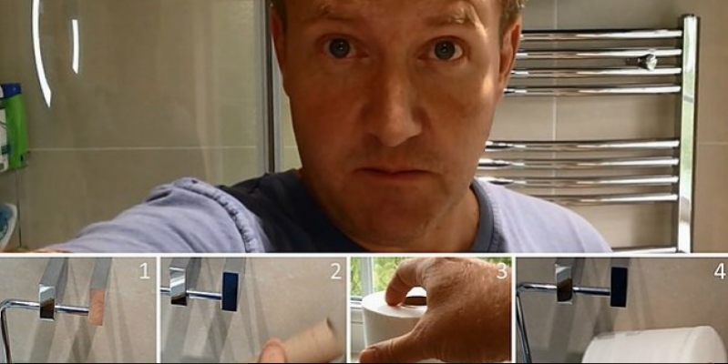 Witty dad lesson for kids: how to change the toilet paper? (Video)